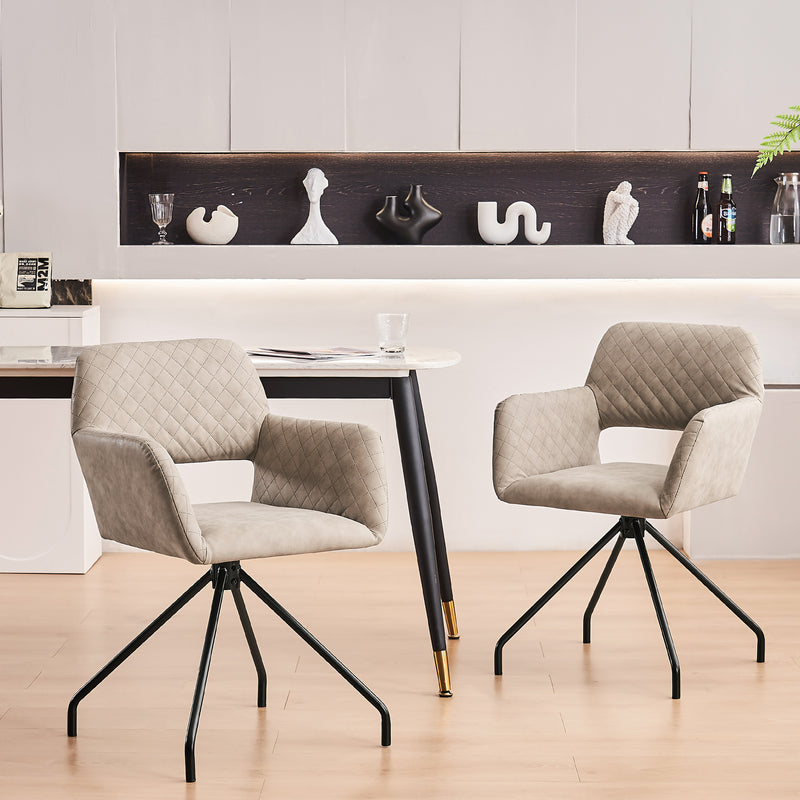 Lot de 2 chaises de salle à manger cuir synthétique beige pieds noirs KRUUD BEIGE