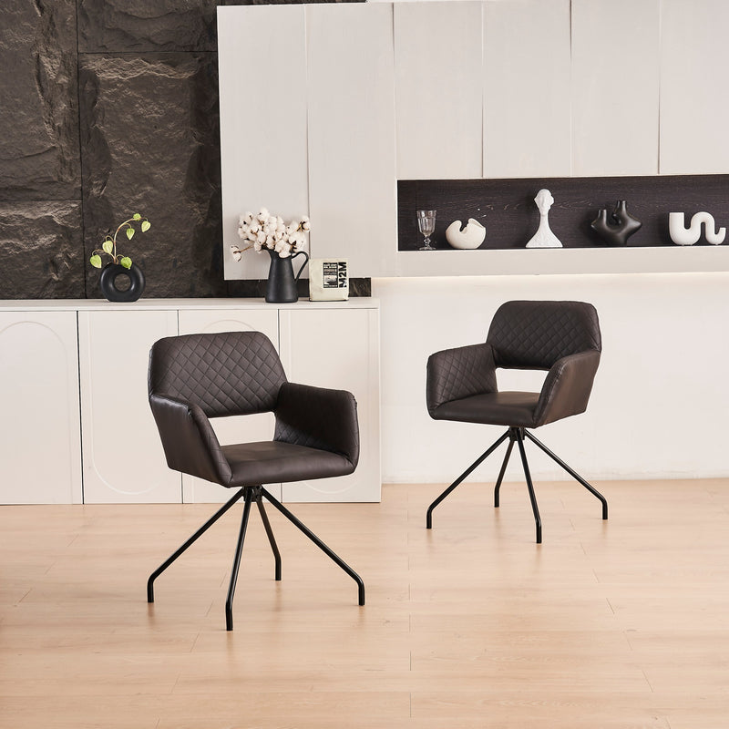 Lot de 2 chaises de salle à manger cuir synthétique noir pieds noirs KRUUD BLACK