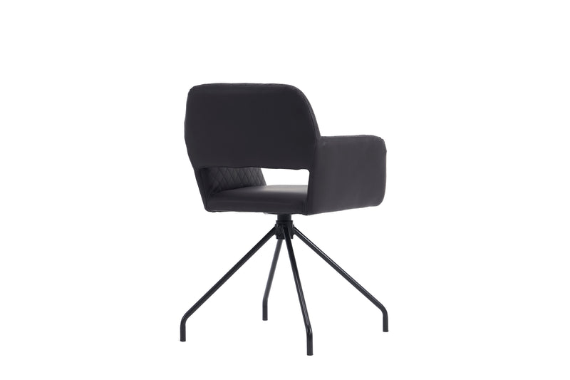 Lot de 2 chaises de salle à manger cuir synthétique noir pieds noirs KRUUD BLACK