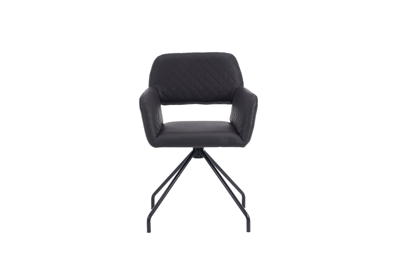 Lot de 2 chaises de salle à manger cuir synthétique noir pieds noirs KRUUD BLACK