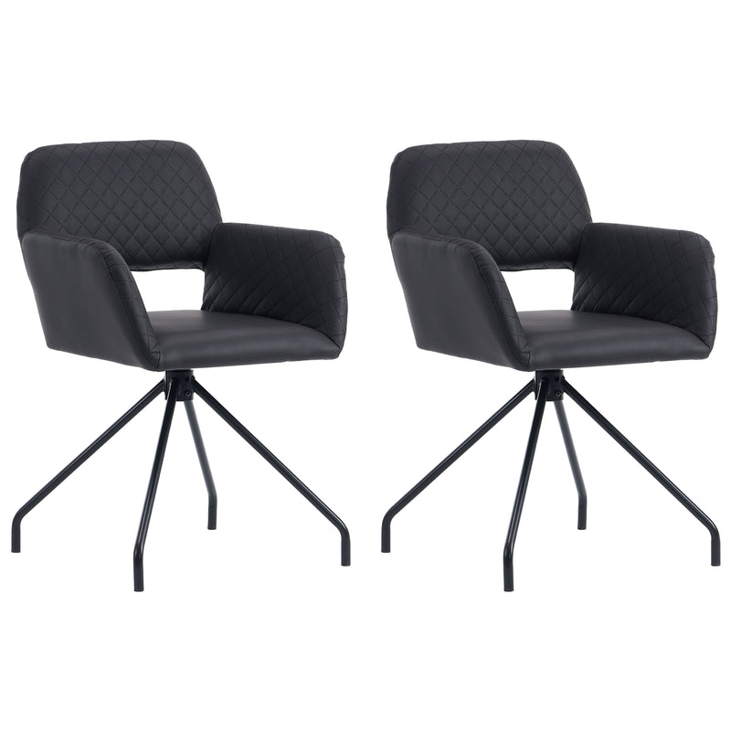 Lot de 2 chaises de salle à manger cuir synthétique noir pieds noirs KRUUD BLACK