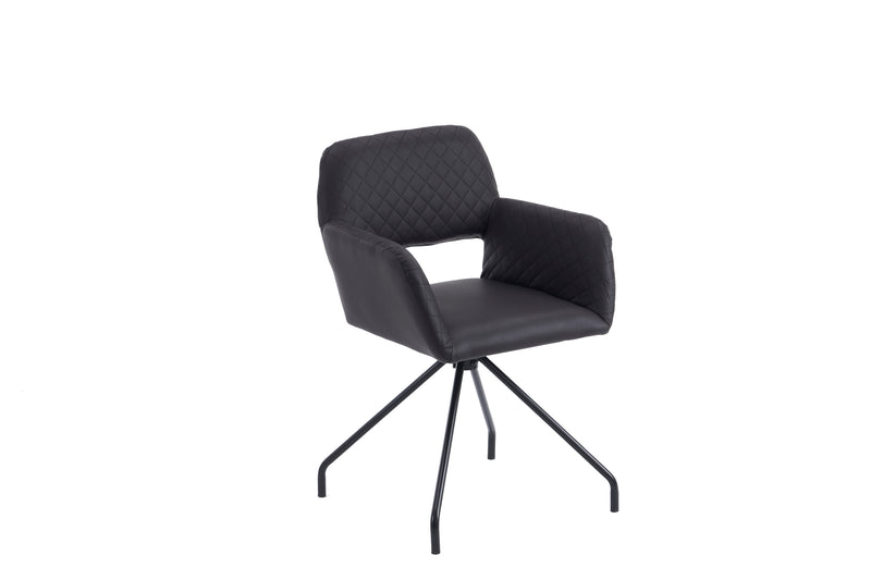 Lot de 2 chaises de salle à manger cuir synthétique noir pieds noirs KRUUD BLACK