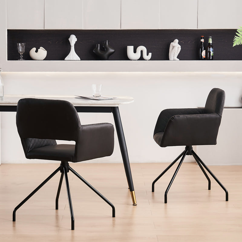 Lot de 2 chaises de salle à manger cuir synthétique noir pieds noirs KRUUD BLACK