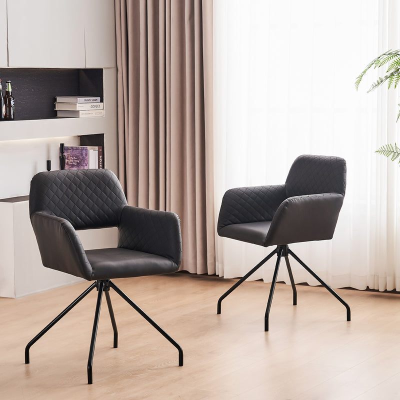 Lot de 2 chaises de salle à manger cuir synthétique noir pieds noirs KRUUD BLACK