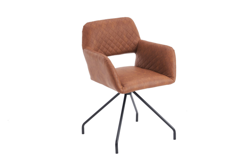 Lot de 2 chaises de salle à manger cuir synthétique marron pieds noirs KRUUD BROWN