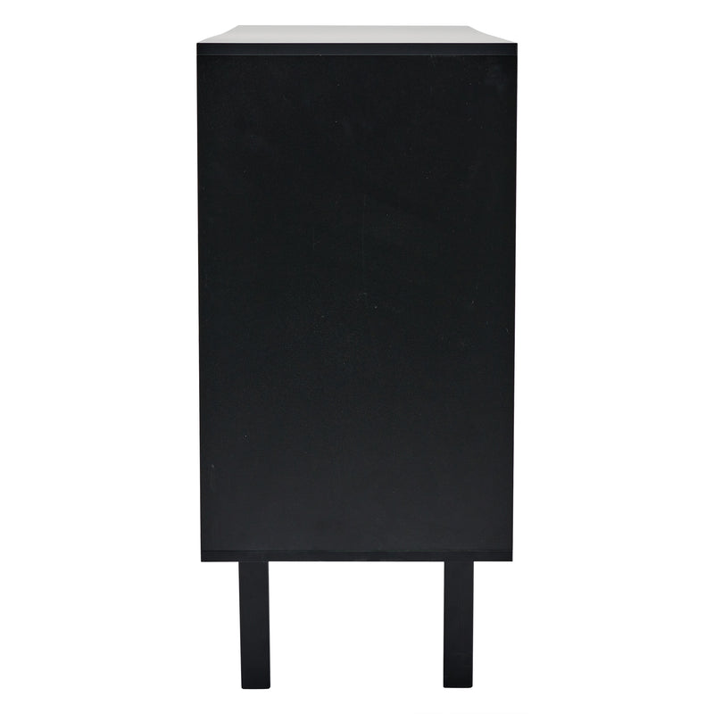 Buffet noir motif rainuré 2 portes ouvrantes et 1 tiroir 125*40*86cm KUULKETS