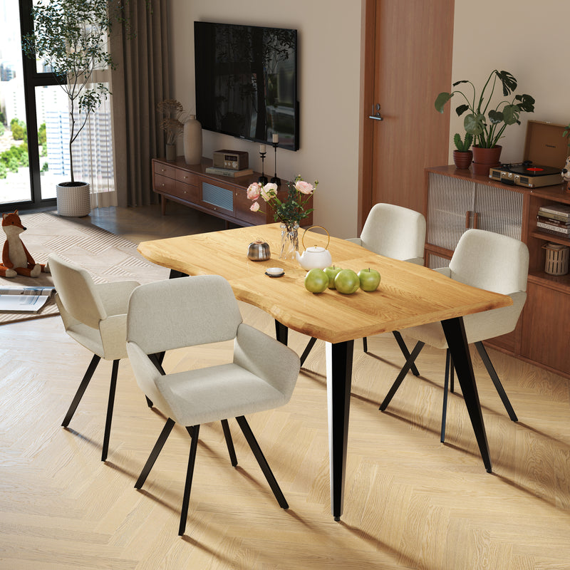 Lot de 2 chaises de salle à manger scandinaves rotative tissu beige CALIFORNIA KD BEIGE SWIVEL