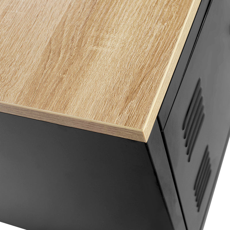 Table basse noir métallique effet bois claire style industriel 120X40X46CM LIVERPOOL COFFEE TABLE BLACK