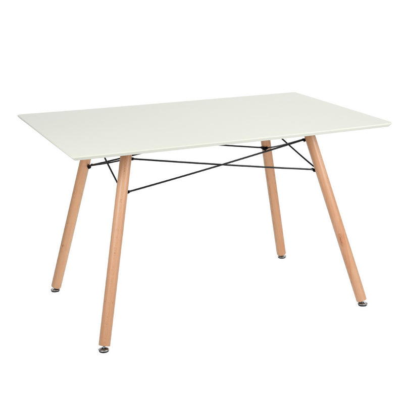 Ensemble table rectangulaire et 4 chaises de salle à manger scandinave blanc et velours gris pieds bois 110x70 LONDON S + ZOMBA GREY*2