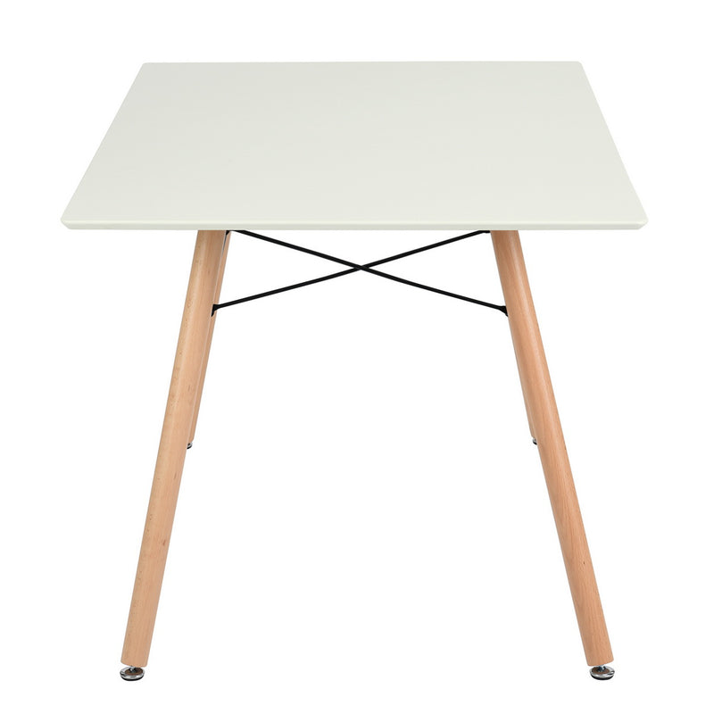 Ensemble table rectangulaire et 4 chaises de salle à manger scandinave blanc et velours gris pieds bois 110x70 LONDON S + ZOMBA GREY*2