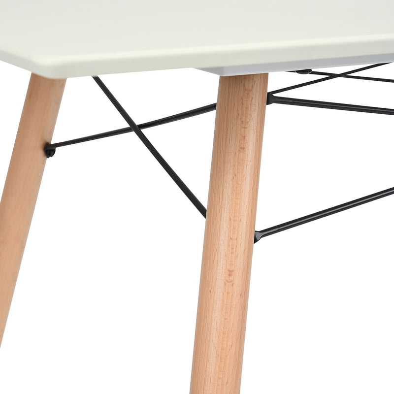Set aus Tisch und 4 skandinavischen Esszimmerstühlen mit weißen und schwarzen Holzbeinen 110x70 LONDON S + RICO BLACK