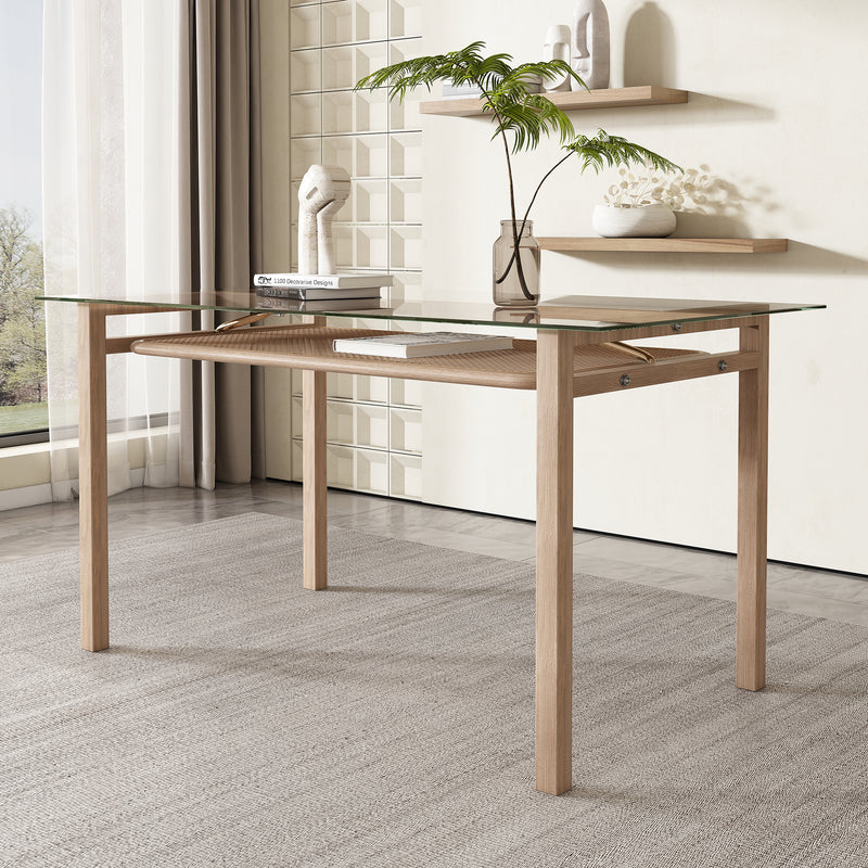 Ensemble Table à manger en verre de style rétro avec 4 chaises en velours vert LOSSIRS+YUHRAR GREEN