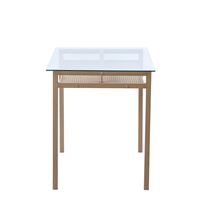Ensemble Table à manger en verre de style rétro avec 4 chaises en velours vert LOSSIRS+YUHRAR GREEN