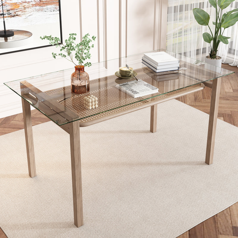 Ensemble Table à manger en verre de style rétro avec 4 chaises en velours vert LOSSIRS+YUHRAR GREEN