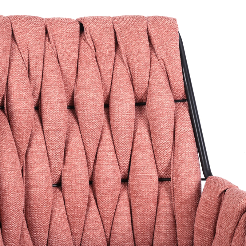 Lot de 2 chaises salle à manger tissu rose tricoté pieds noir MALTHUS UKFR