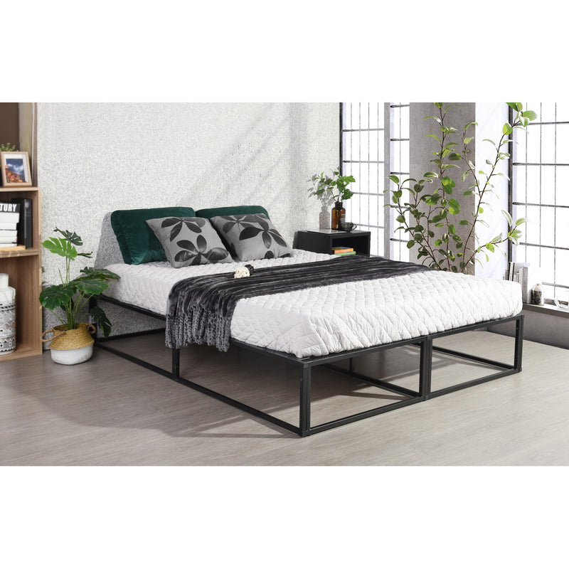 Lit double métallique noir sommier lattes rangement sous lit 190*135*30cm MUSEL DOUBLE BLACK