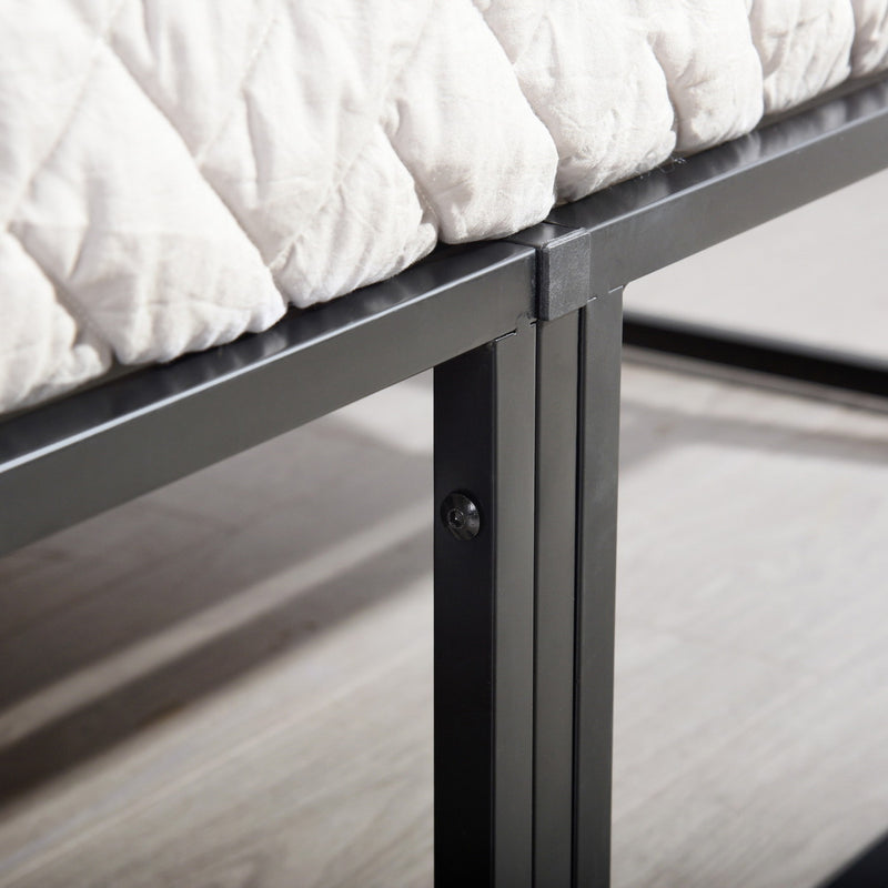 Lit double métallique noir sommier lattes rangement sous lit 190*135*30cm MUSEL DOUBLE BLACK