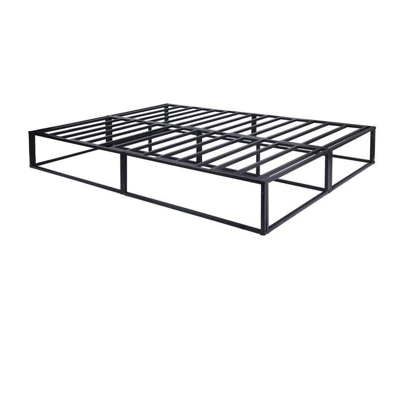Lit double métallique noir sommier lattes rangement sous lit 200*150*30cm MUSEL KING BLACK