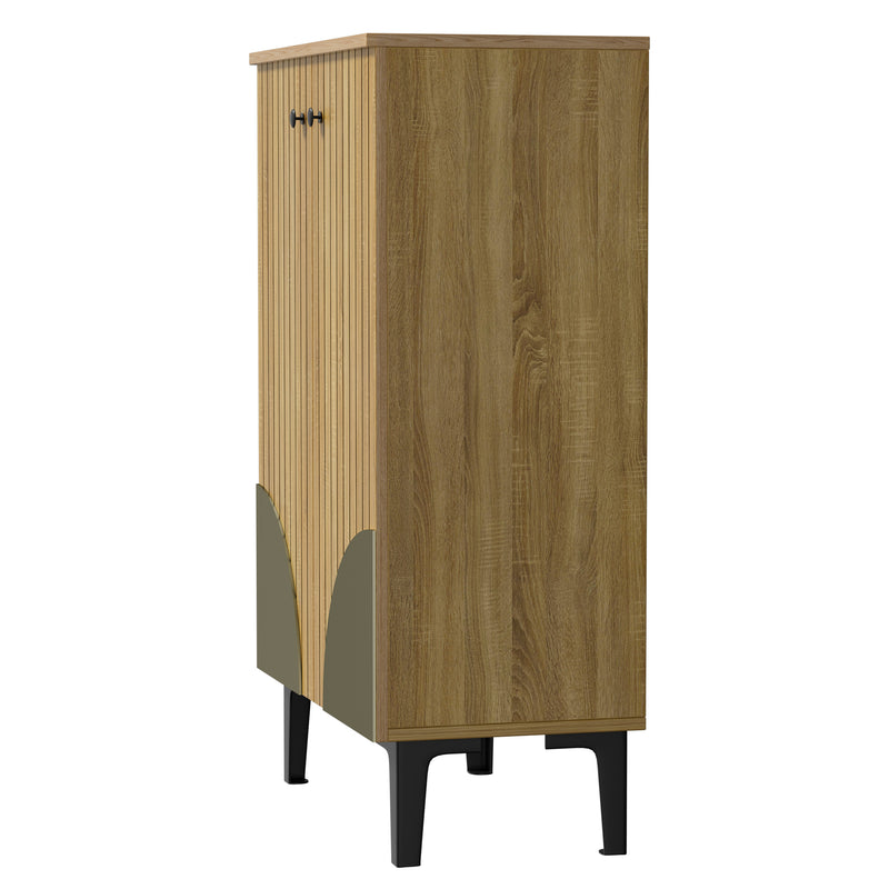 Meuble à chaussures effet bois naturel avec porte à lattes MASQUERADE