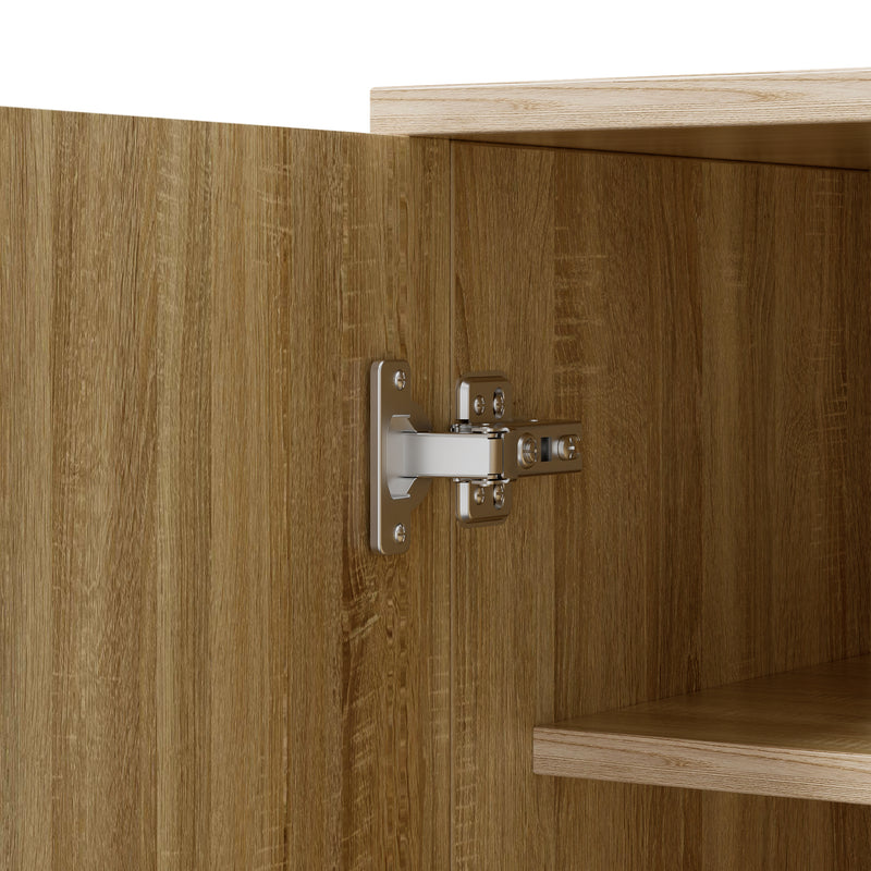 Meuble à chaussures effet bois naturel avec porte à lattes MASQUERADE