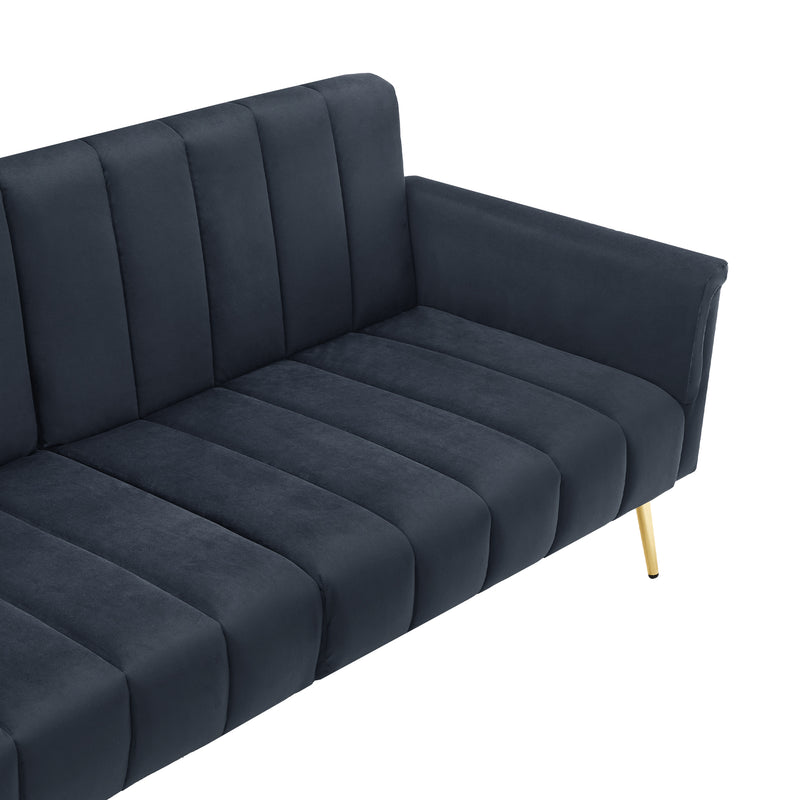 Canapé convertible 3 places noir en velours avec dossiers 5 positions MEZEDS