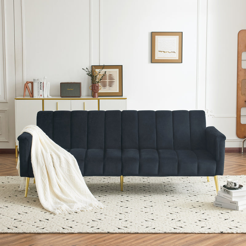 Canapé convertible 3 places noir en velours avec dossiers 5 positions MEZEDS