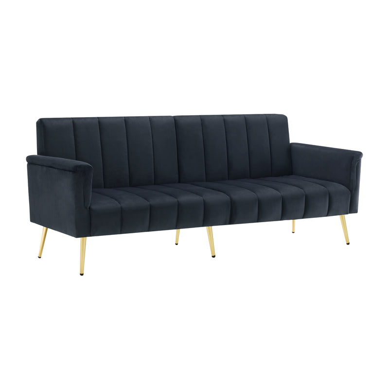 Canapé convertible 3 places noir en velours avec dossiers 5 positions MEZEDS