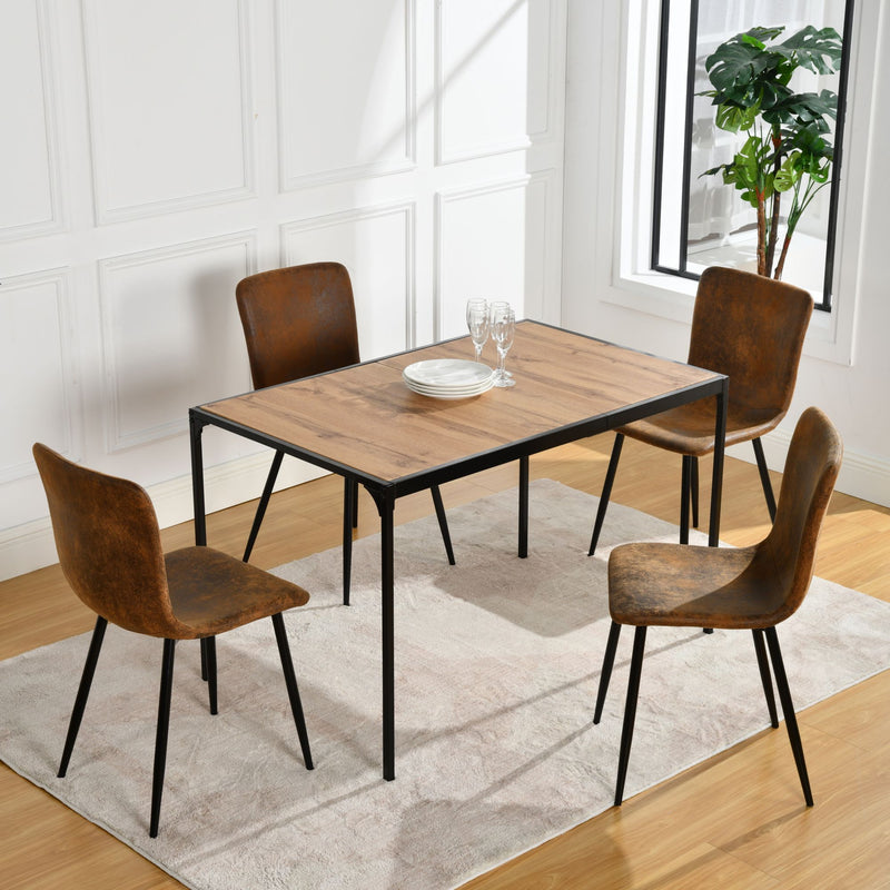 Table de salle à manger rectangulaire effet bois de style industriel pieds noirs 120x75cm MILLIKEN 120 DARK