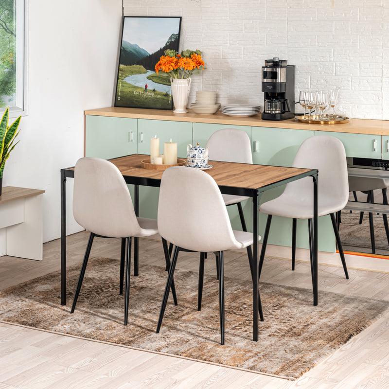 Ensemble de table et 4 chaises effet bois, blanc et noirs MILLIKEN 120 DARK+CHARLTON FABRIC BEIGE BLACK LEG