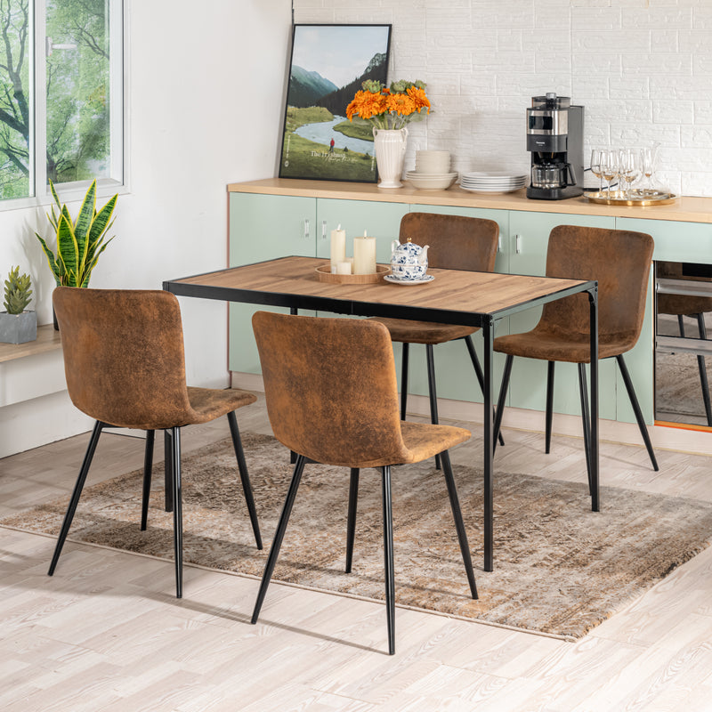 Ensemble de table et 4 chaises style industriel effet bois MILLIKEN 120 DARK + SCARGILL SUEDE NL 4PCS