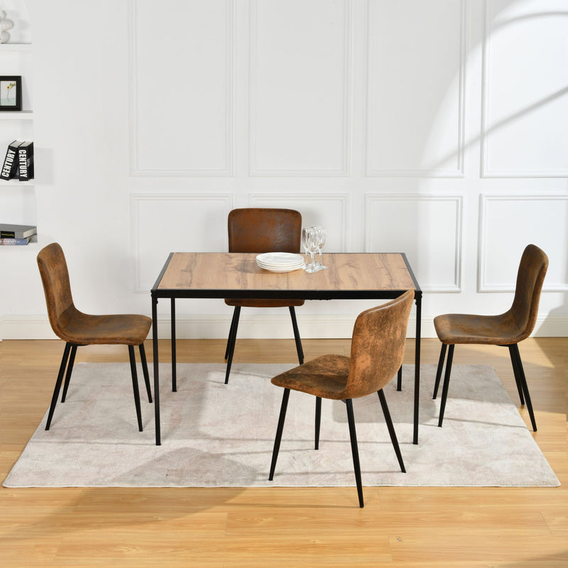 Ensemble de table et 4 chaises style industriel effet bois MILLIKEN 120 DARK + SCARGILL SUEDE NL 4PCS