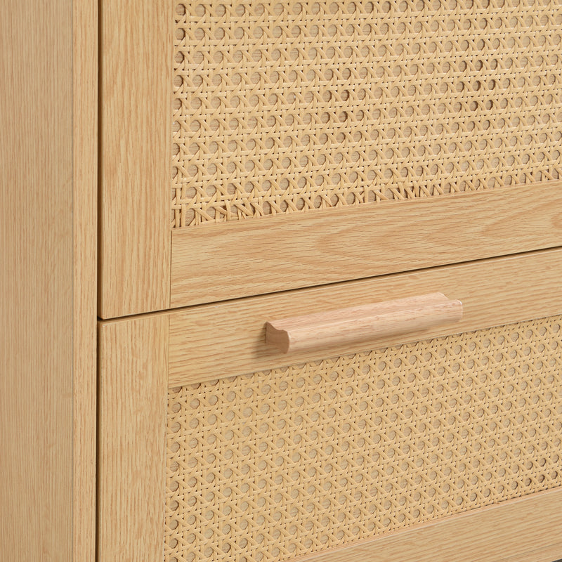 Buffet moderne à 4 tiroirs en effect bois et rotin tressé 4 tiroirs MISTRALGUST