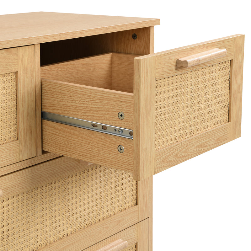 Buffet moderne à 4 tiroirs en effect bois et rotin tressé 4 tiroirs MISTRALGUST