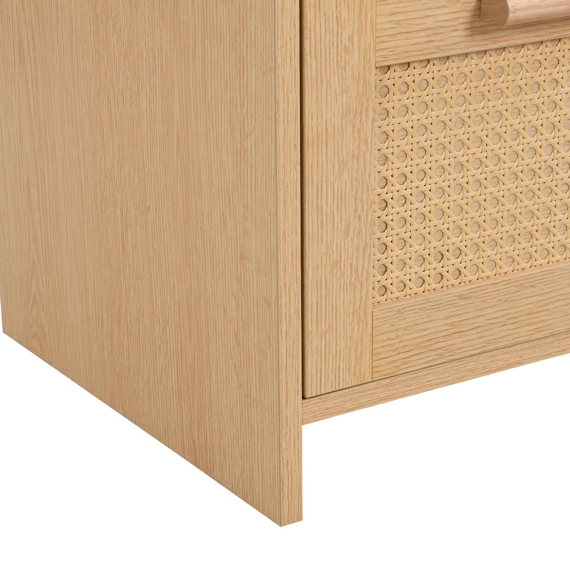 Buffet moderne à 4 tiroirs en effect bois et rotin tressé 4 tiroirs MISTRALGUST