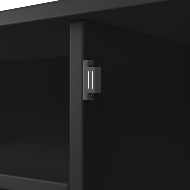 Buffet de cuisine noir avec porte-verres et range bouteille MONPHEAN