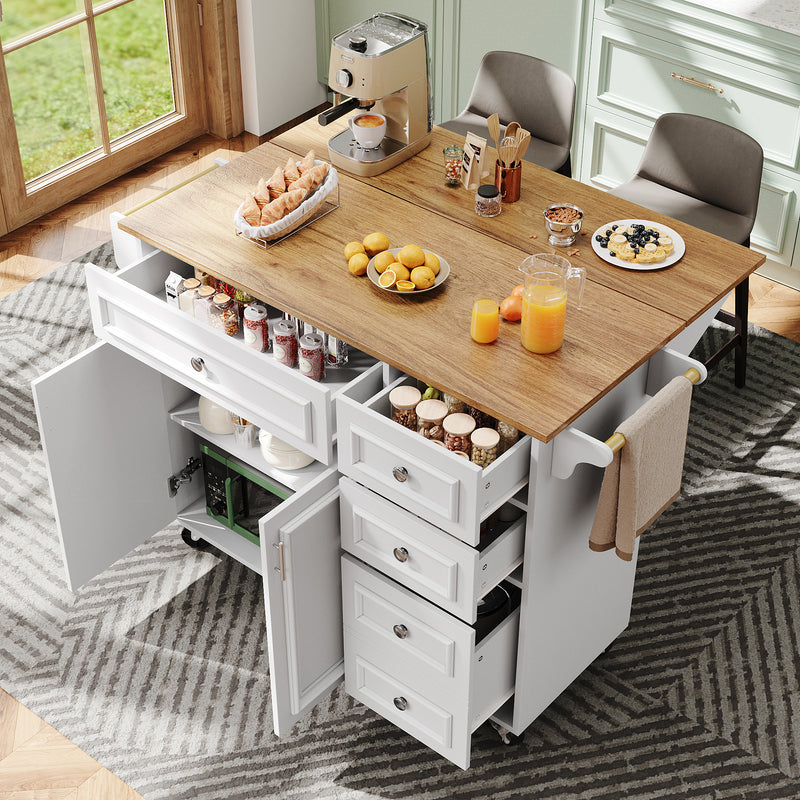 Desserte de cuisine mobile blanche plateau pliant extensible RIDGRSHORE