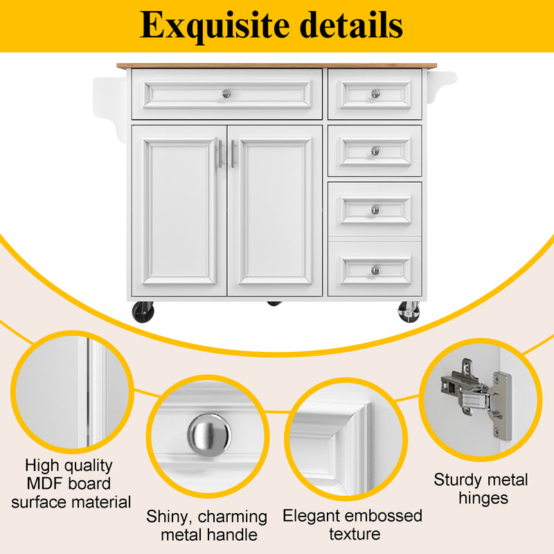 Desserte de cuisine mobile blanche plateau pliant extensible RIDGRSHORE