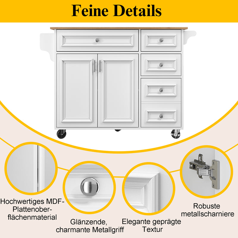Desserte de cuisine mobile blanche plateau pliant extensible RIDGRSHORE