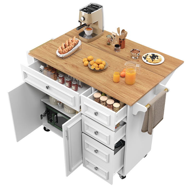 Desserte de cuisine mobile blanche plateau pliant extensible RIDGRSHORE