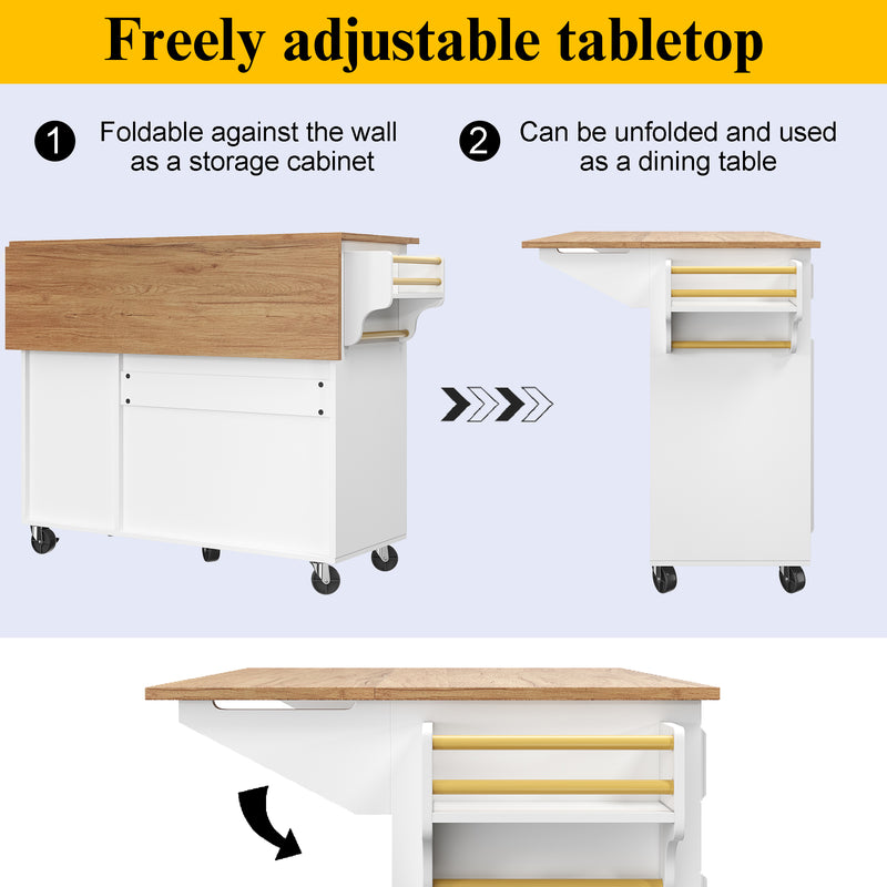 Desserte de cuisine mobile blanche plateau pliant extensible RIDGRSHORE