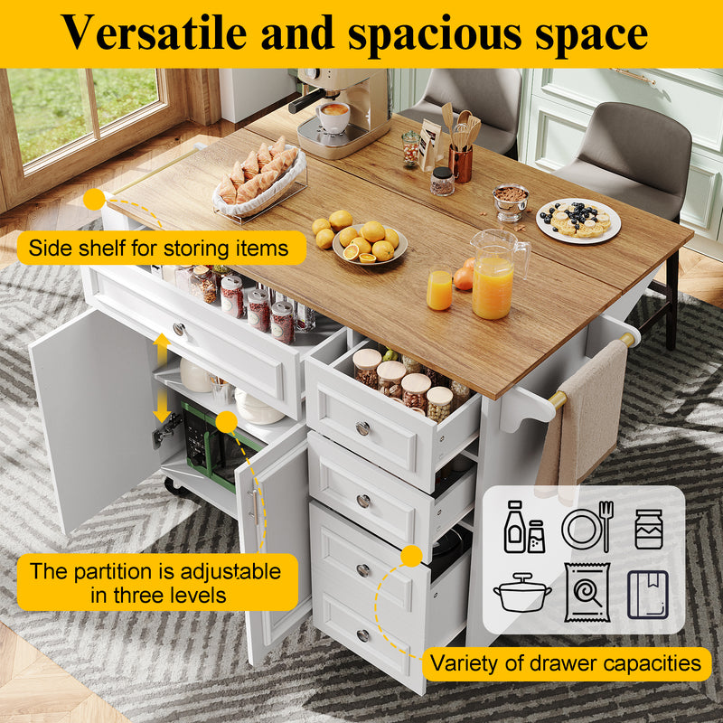 Desserte de cuisine mobile blanche plateau pliant extensible RIDGRSHORE