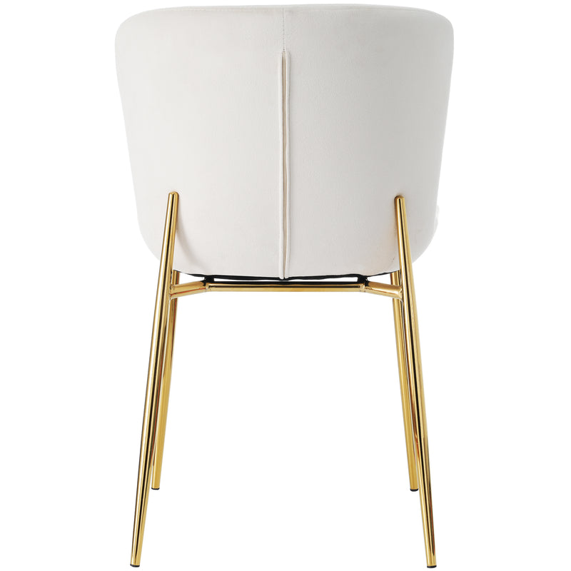 Ensemble de salle à manger extensible effet chêne avec 6 chaises en velours beige et pieds dorés REEDYHOLLOW