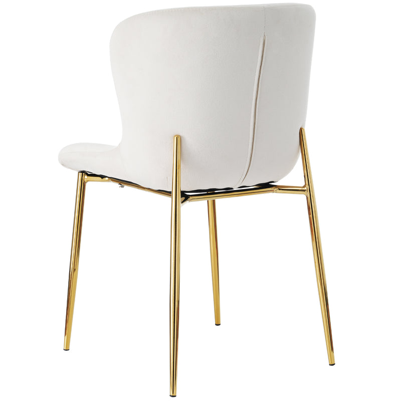 Ensemble de salle à manger extensible effet chêne avec 6 chaises en velours beige et pieds dorés REEDYHOLLOW