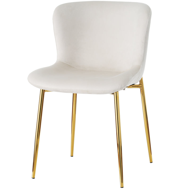 Ensemble de salle à manger extensible effet chêne avec 6 chaises en velours beige et pieds dorés REEDYHOLLOW