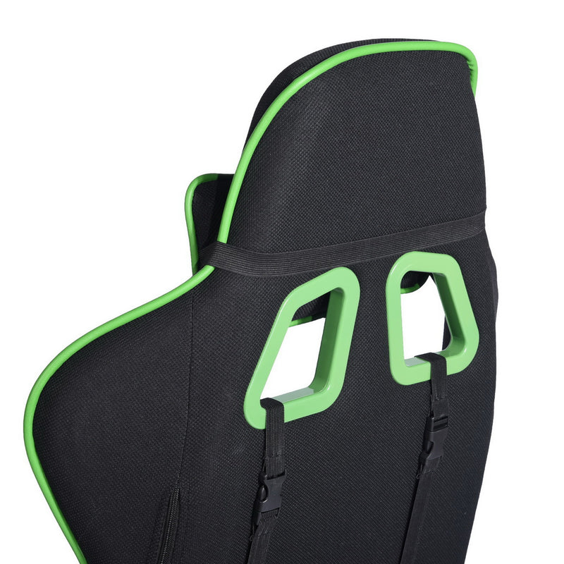 Chaise de gaming ergonomique vert avec appui-tête et support lombaire amovibles hauteur réglable NORRIS