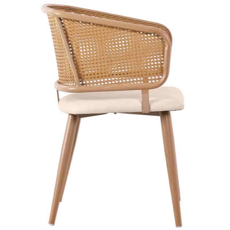 Lot de 2 chaises de salle à manger dossier en rotin, coussin d&
