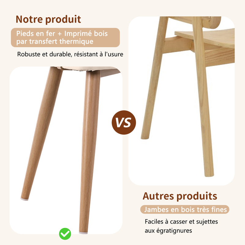 Lot de 2 chaises de salle à manger dossier en rotin, coussin d&