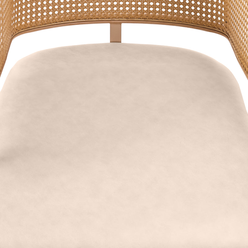 Lot de 2 chaises de salle à manger dossier en rotin, coussin d&