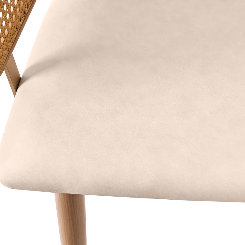 Lot de 2 chaises de salle à manger dossier en rotin, coussin d&