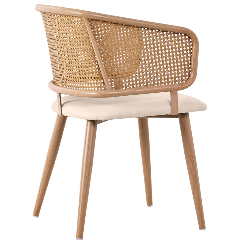 Lot de 2 chaises de salle à manger dossier en rotin, coussin d&